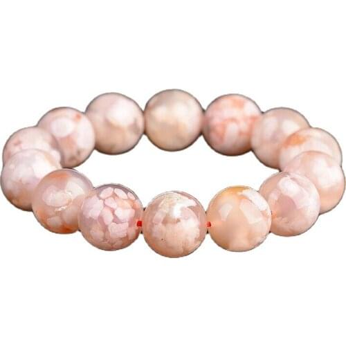 Natural Cherry Agate Orange Crystal Women Round Beads Women Bracelet 14mm AAAA