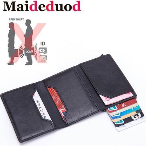 New Smart card holder Vintage PU Leather Coin Purses Magnetic Closing Card case Casual Men wallet RFID Blocking Card Wallet