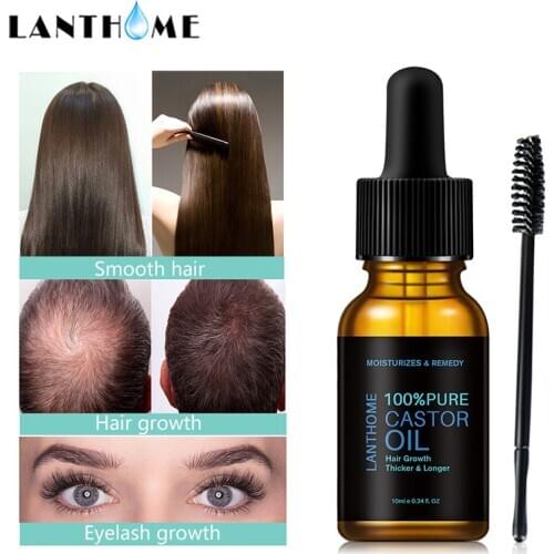 LANTHOME Black Castor Oil Hair Growth Essential Oil Castor Organic Eyelash Growth Eyebrow Enhancer Serum Lash Lift Hair Care