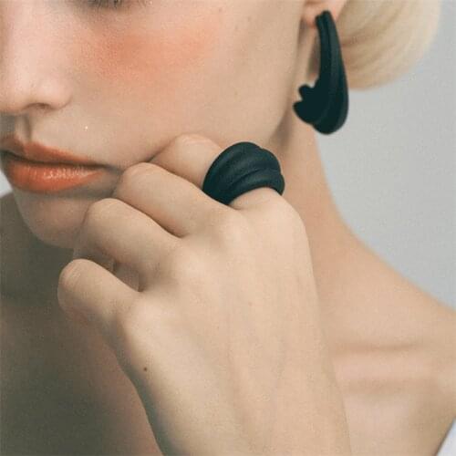 Origin Summer Minimalist Black White Color Spray Open Ring for Women Exaggerated Adjustable Ring Party Jewelry Accessories