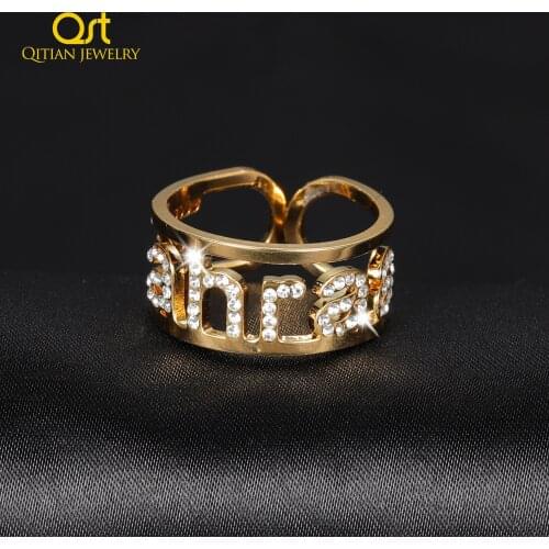 Personalized Iced Out Ring Engagement Wedding Handmade Rings Custom Simple Luxury Name Ring For Women Christmas Gift Adjustable