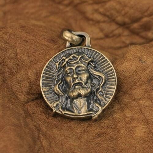 LINSION Jesus Christ Pendant High Details Brass Biker Rock Punk Pendant BR39 JP