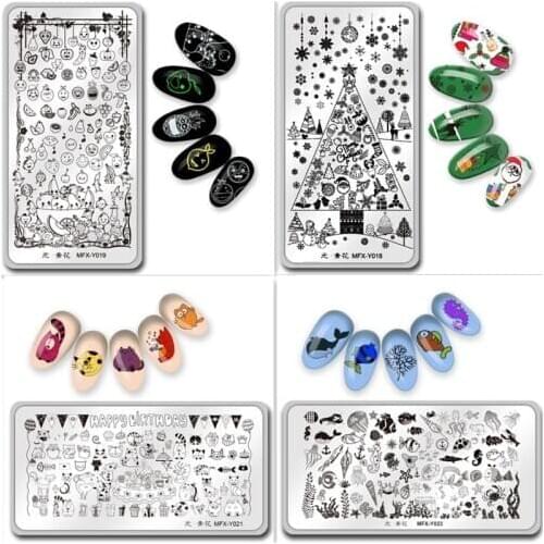 MiFanXi Rectangle Nail Stamping Plates Template Beautiful DesignPlateCute Animal Birdie Manicure Nail Art Stamp Image