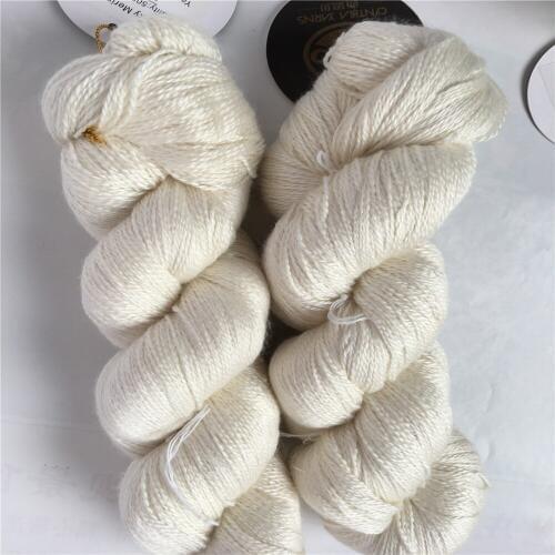 1kg/lot Natural Raw White Silky Merino Yarn 50% silk 50% merino handknitting yarn