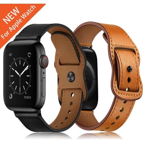 For Apple Watch Cow Leather Watch Strap Replacement Band 44mm 40mm 42mm 38mm Series 6 5 4 3 2 iWatch Watch Bracelet