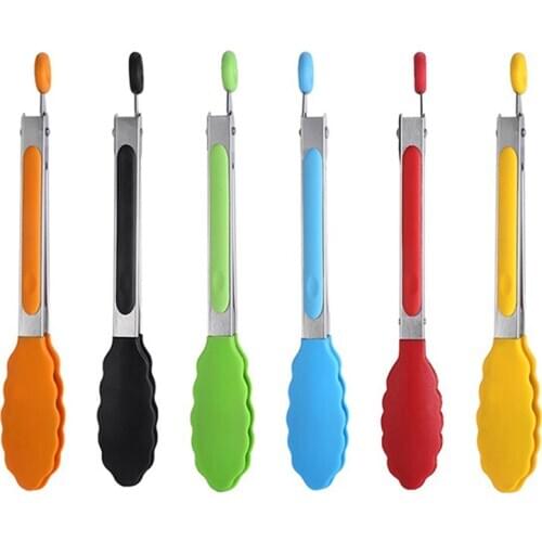 Premium Stainless Steel Locking Cooking Tongs with Silicone Tips, Non-Slip Food Tongs for Cooking