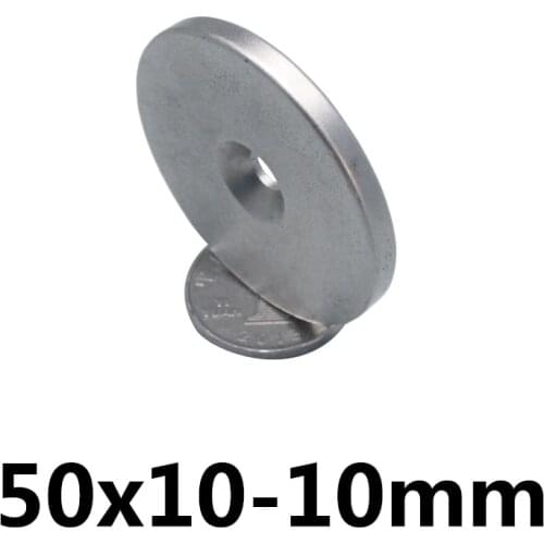 1/3/5PCS 50X10-10mm Strong Cylinder Rare Earth Magnet NdFeB 50*10 Hole 10mm Round Neodymium Magnetic Magnets N35 50*10-8mm
