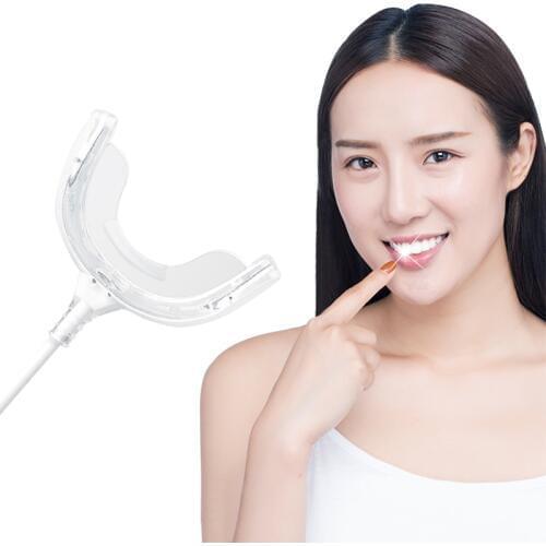 Teeth Whitening Light 16 LED 480-520nm Blue UV Lights Medical Grade Soft TPE Teeth Tray Match with iOS Android USB Devices