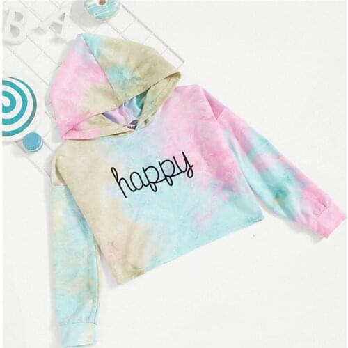 Teen Gradient Color Sweatshirts Kids Girls Long Sleeve Letter Printed Hoodies Sweatshirts Pullover Clothes moletom infantil