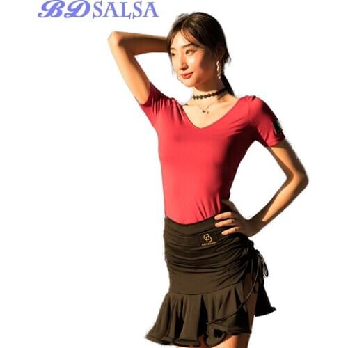 Tops Latin Dance Clothes The New Dancing Clothes Modern Female Adult Practice Clothes Performance Clothing Coat ZD86 V-neck Top