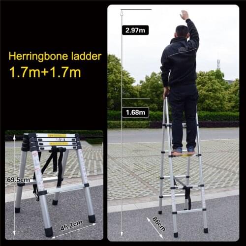 Thickened Herringbone Ladder Aluminum Household Ladder Portable Folding Ladder Construction Engineering Ladder