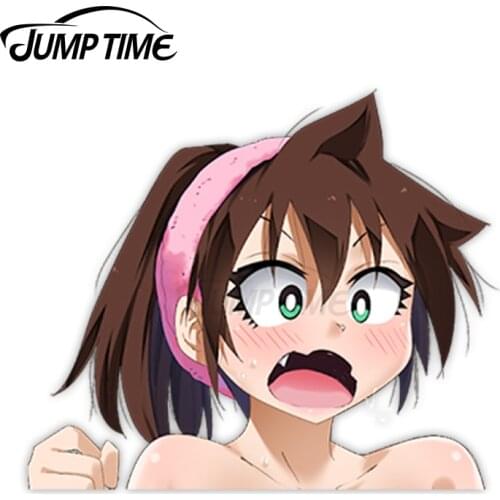 Jump Time Amano Megumi wa Sukidarake! Amano Megumi 3 Cute Anime Girl Peeker Vinyl Decal Window Waifu Car Stickers