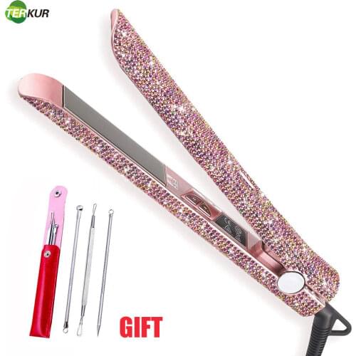 2 in 1 Professional MCH Negative Ion Hair Straightener Flat Iron for All Hair Types Tourmaline Ceramic Diamond Styling for Gift