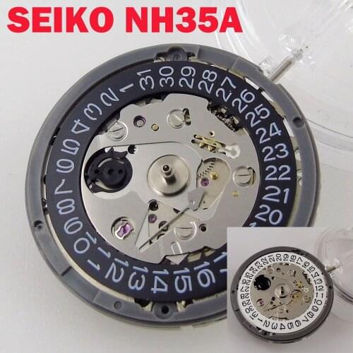 Japan Genuine NH35A NH35 Automatic Movement Date Display 24 Jewels High Accuracy Black / White Hacking Seconds