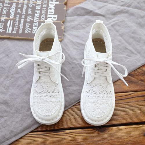 2021 New Summer bootie Ankle boots shoes lace Mesh Cool Boots openwork boots hollow fashion women Lace-Up boots Botines Mujer