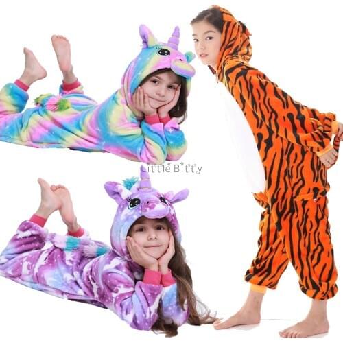 Girls Winter Flannel Pajamas Kids Unicorn Pajamas Sets Pijama Infantil Boys Cartoon Panda Pyjamas 4 6 8 10 12Yrs