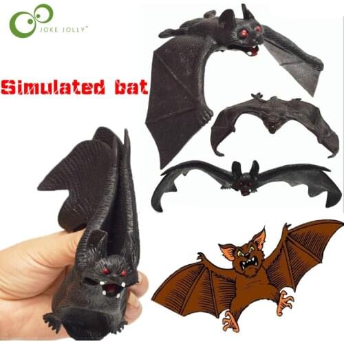1Pcs Halloween Horror Prop Rubber Simulated Black Bat Pendant Wall Hanging Bat ChildenBars Toy Halloween Party Decorate ZXH