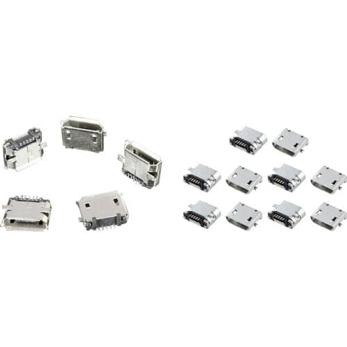 10Pcs Type B Micro-Usb Female Jack Port Socket & 50Pcs Micro-Usb Type B Female 5Pin Smt Socket Jack Port Pcb Board