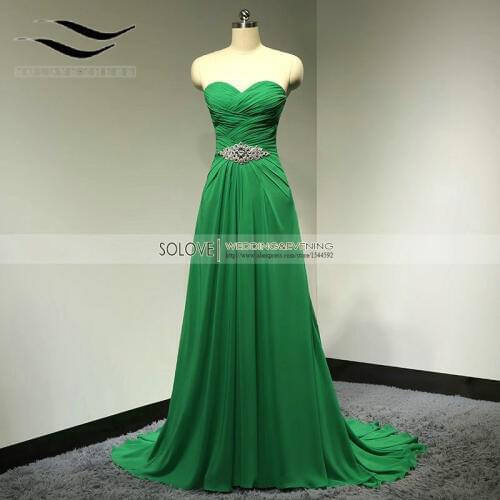 100% Real Picture Elegant A Line Cniffon Court Train Long Evening Dress 2015 Formal Dress vestido de festa (SL-E133)