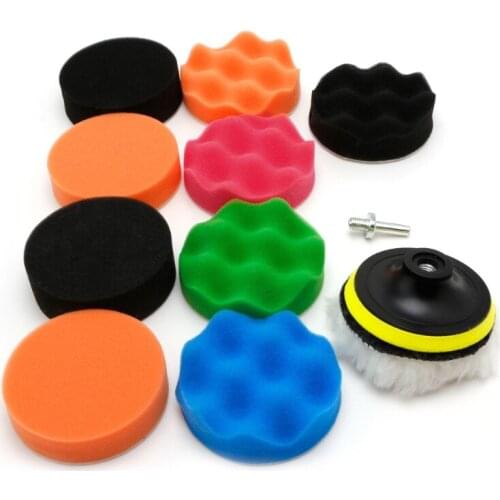 11 Pcs 3/4/5/6/7" Buffing Sponge Polishing Pad Kit Set For Car Polisher Buffer A0KF