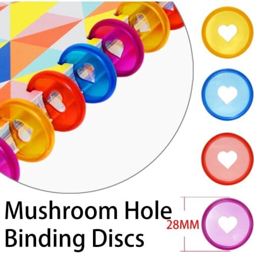 28mm12pcs Mushroom Hole Binding Discs Planner Plastic Discs Binder Notebook Rings Binding Heart Binder Button Office Supplies