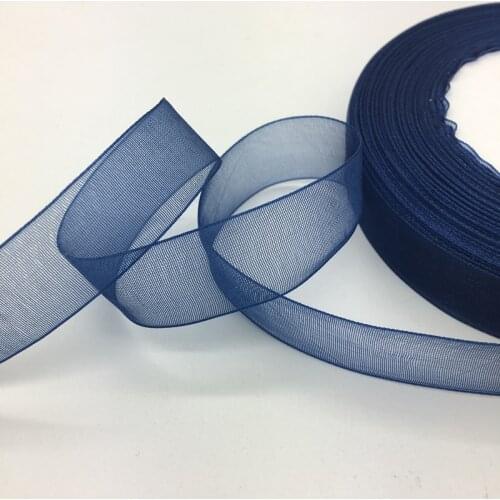 50 Yards/Roll 5/8" 15mm Navy blue Organza Ribbon Bow Wedding Decoration Lace Crafts