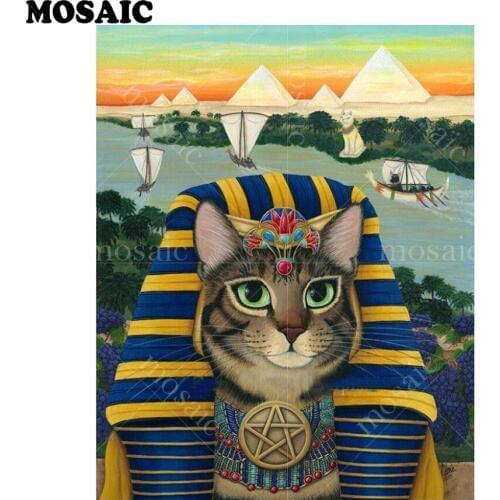 Diamond Embroidery cat Queen of Egypt,mosaic pictures,Cross Stitch,3D,Needlework,new year gift, full square diamond painting