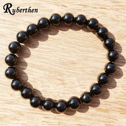 Ruberthen A Grand Black Tourmaline Bracelet High Quality Men`s Meditation Yoga Wrist Mala Bracelet Best Gift For Boyfriend