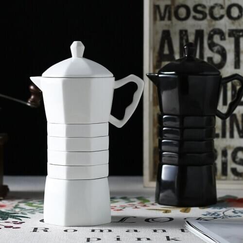 Black white porcelain coffee pot cup set European milk coffee afternoon tea set ceramic