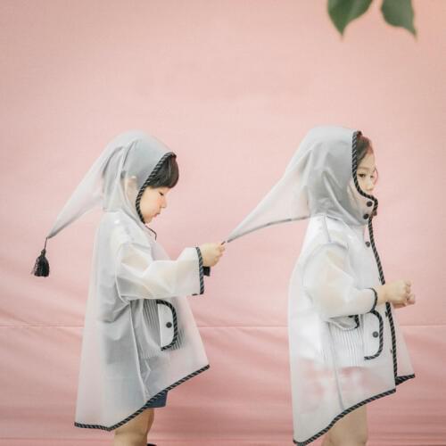 Childrens Raincoat Girls Boys Raincoats Kindergarten Kids Stereo Fashion Transparent cloak poncho