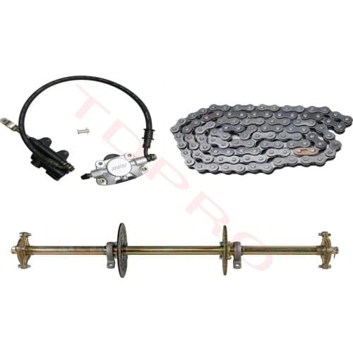 For Go Kart ATV Frame 810mm Rear Axle Kit + Pair of Pillow Blocks+ Brake Assembly+ 428 106L Chains Gokart Atv DIY Modified Parts
