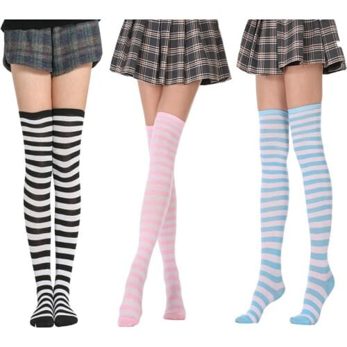 Striped Socks Women Funny Christmas Gifts Sexy Thigh High Nylon Long Stockings Cute Clothing Over Knee Socks