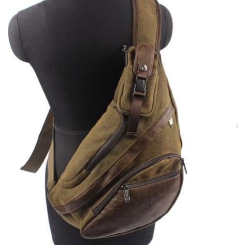 Mens Canvas Sling Chest Casual Bag Cross Body Messenger Shoulder Bag Travel Motorcycle Riding Hiking Pouch
