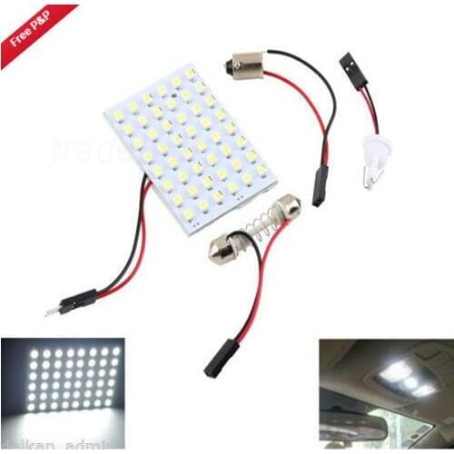 Car Interior Light Panel 12V 48 SMD LED T10 BA9S Dome Festoon Bulb Adapter
