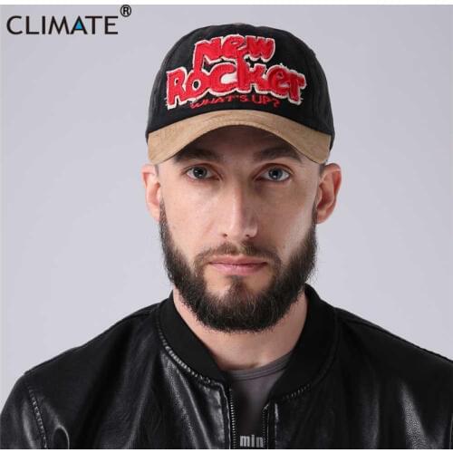 CLIMATE Men Rocker Baseball Caps Hat Men Women New Suede Cap Adjustable Contrast Faux Leather Wine Young Men Women Hat Cap Men