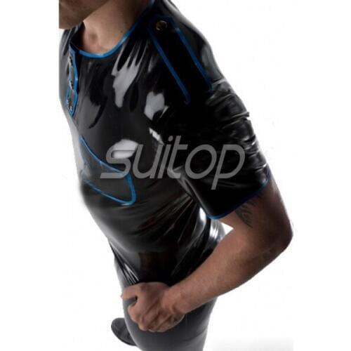 Suitop DHL short sleeves latex catsuit for men