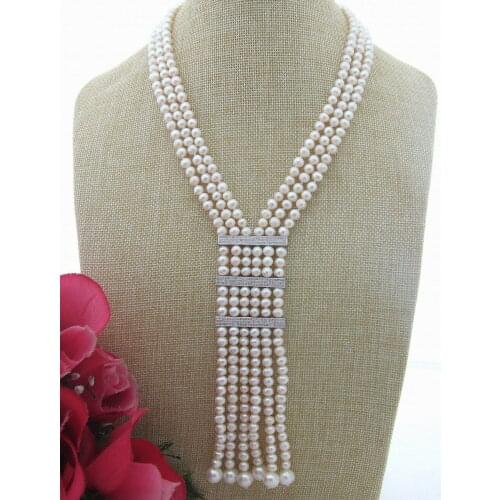 Beautiful Natural 19" 6MM Freshwater Pearl Necklace