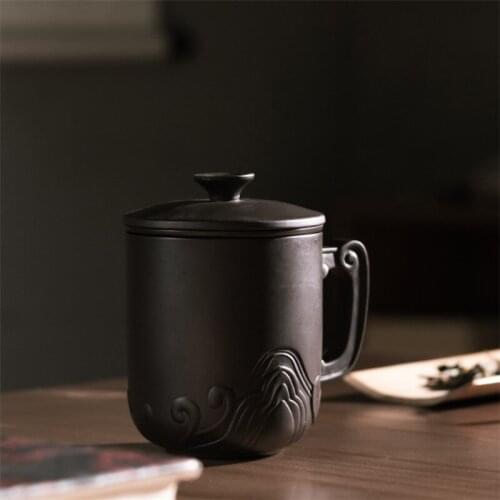 Purple Clay Handmade Office Tea Mug with Filter and Cover Ceramic Household Water Mug Creative Simple Master Cup Drinkware