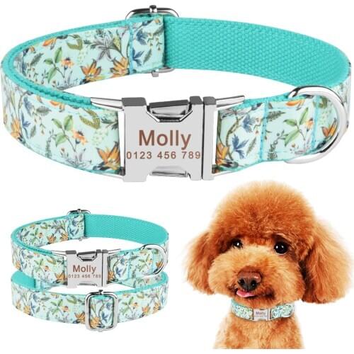 Fashion Boy Girl Unisex Dogs Collar Nylon Personalized Dog Collar Pet Products Collar Small Large Custom Engraved Name ID Tag