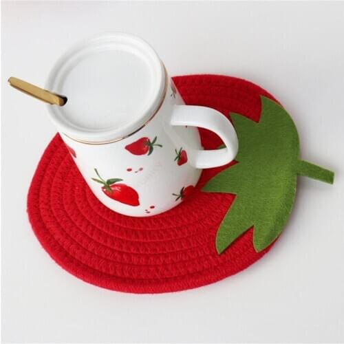 Cartoon Placemat Insulation Pad Coaster Fruit Strawberry Shaped Desktop Cup Dishes Mats Coffee Tea Mug Mat Kitchen Gadgets