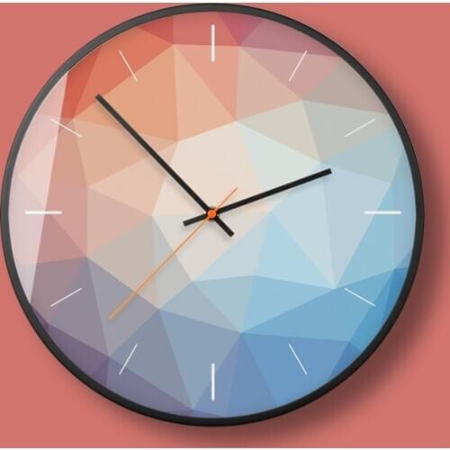 3D pattern wall clock contrast color rhombus quartz clock mute electronic clock bedroom living room decoration hanging