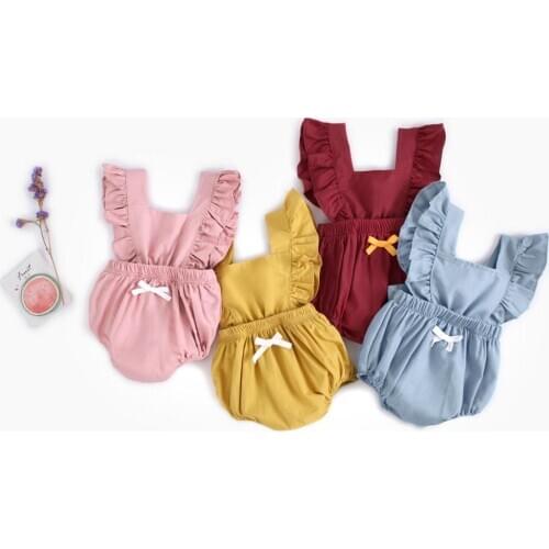 Baby Bodysuit for Infant Girl Lovely Summer Romper Newborn Baby Girls Sweet Ropa Bebe Baby Clothes Bowknot Kids Clothing Solid