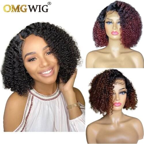 Omber Color 4X4 Lace Frontal Closure Wigs For Women Human Hair Jerry Curl 1B99J 1B30 Brazilian Short Curly Bob Wig Wet and Wavy