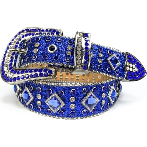 New Fashion Designer Rhinestones Belts Bling Western Cowboy Style Leather Belt Crystal Embellished Diamond Belts For Man Female