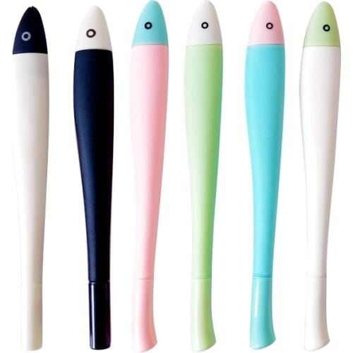 40PCS South Korea Simple Creative Black and White Rod 0.5mm Black Ball Pen Cute Cartoon Small Fish Gel Pen Stationery