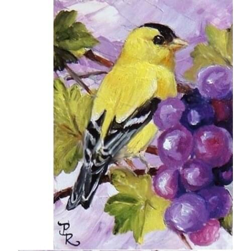 Hand Painted New winter landscape bird glam wall decor 5d oil painting