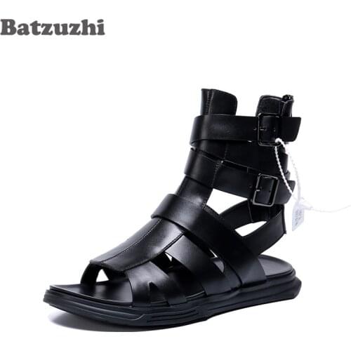 Batzuzhi Fashion Men Sandal Shoes Punk Gladiator Men Leather Summer Sandal Shoes Beach/Casual/Party Shoes sandalias hombre men