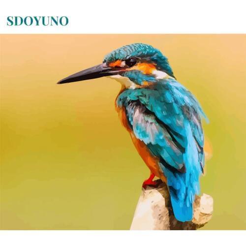 SDOYUNO oil Painting By Numbers Animals Birds 60x75cm Pictures By Numbers DIY Wall Art Frameless Home Decor For Unique Gift
