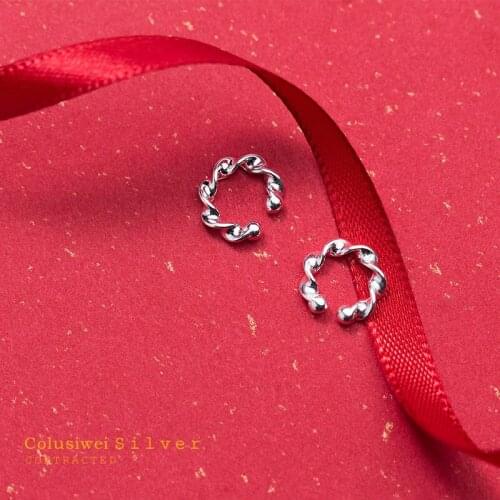 Colusiwei Minimalist Design Clips Earrings for Women 925 Sterling Silver Weaving Geometric Design Fashion Jewelry Bijoux