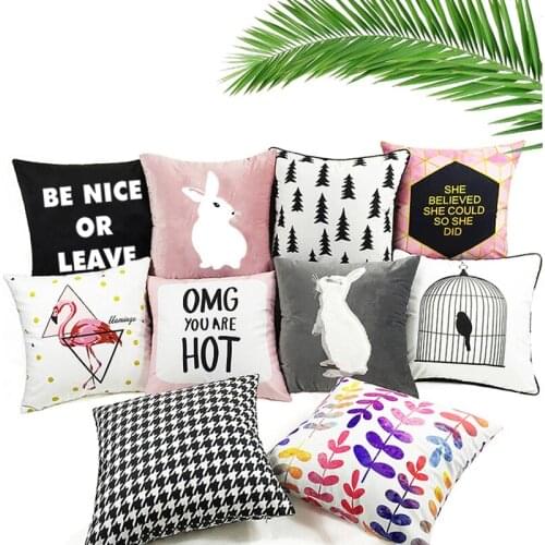 Nordic Gray Pink Rabbit Cushion Case Sofa Lounge Body Pillow Lumbar Office Recliner Desk Chairs For Bedroom Home Decoration